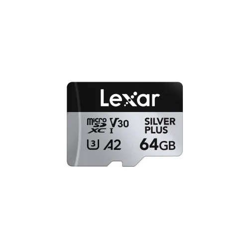 Lexar Professional Silver Plus 64GB microSDXC UHS-I V30 (205MB/s) - DJI Recommended Memory Card